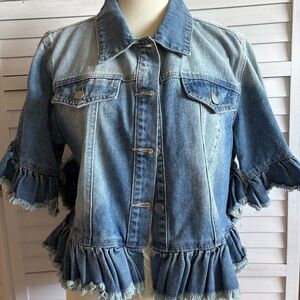 Hayden LA Denim Ruffled Jean Jacket S/M